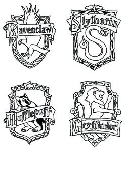Hogwarts House Crests Coloring Sheet