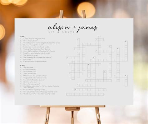 interactive wedding crossword puzzle