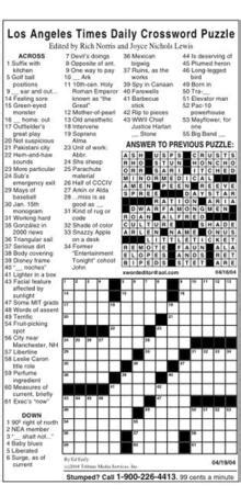 LA Times Crossword Puzzle Clues Revealed