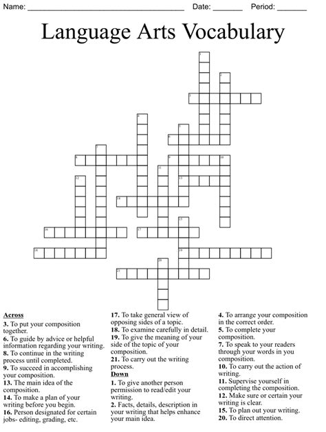 Language Arts Crossword Clues