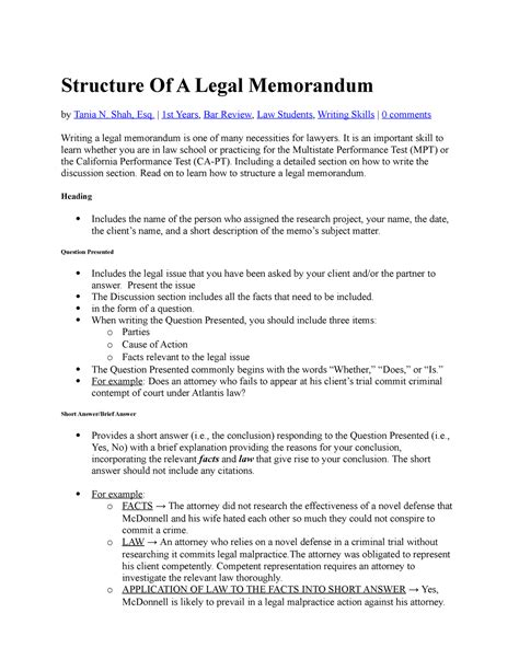 Legal Memorandum Structure