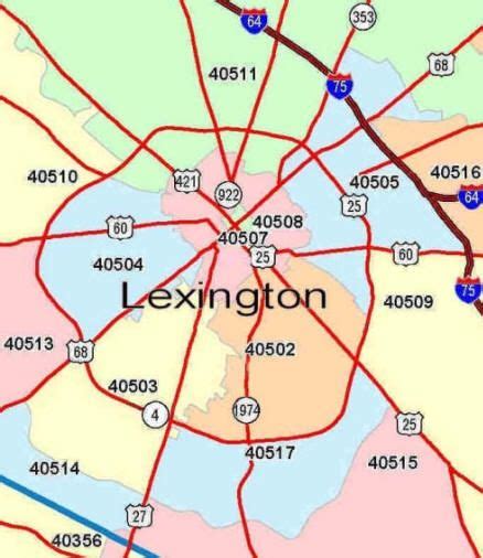 Lexington, KY Zip Code Map