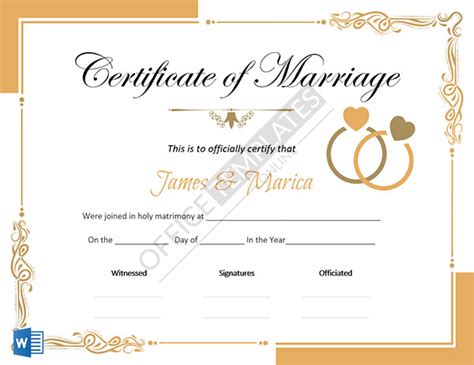 Marriage Certificate Templates