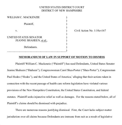 Memorandum of Law for a Motion Template