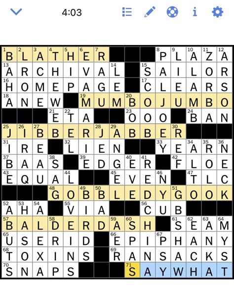 NYT Crossword Answers