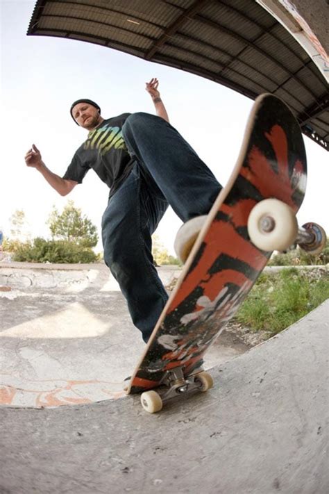 Practicing skateboard tricks