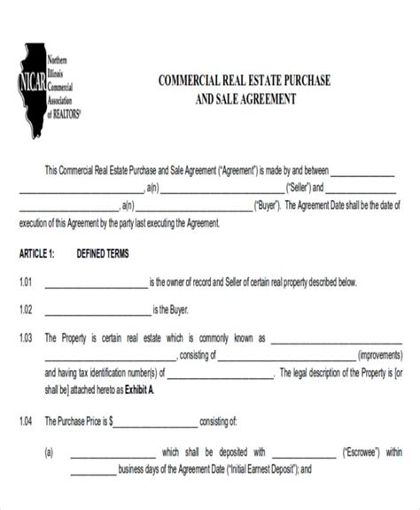 Real Estate Bill of Sale for Commercial Properties Template