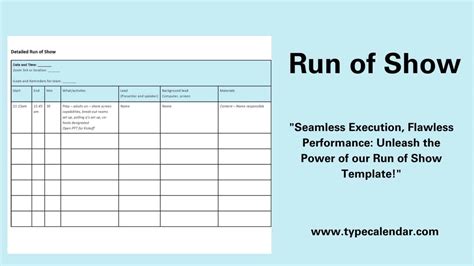 Creating a Run of Show Template