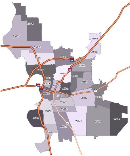 Sacramento City Zip Codes Map
