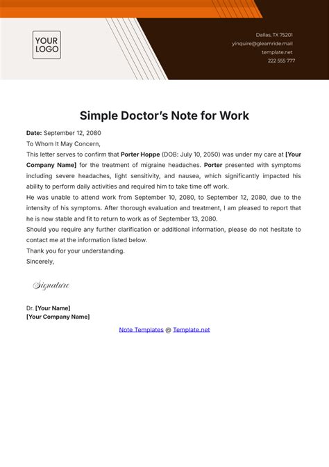 Simple Doctor's Note