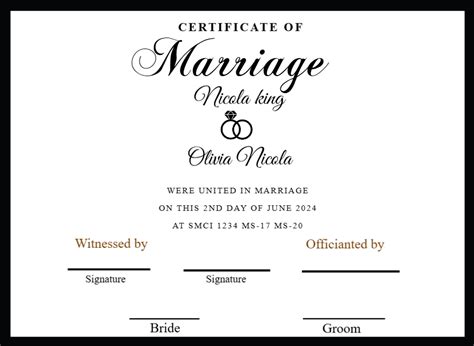 Simple Marriage Certificate Template