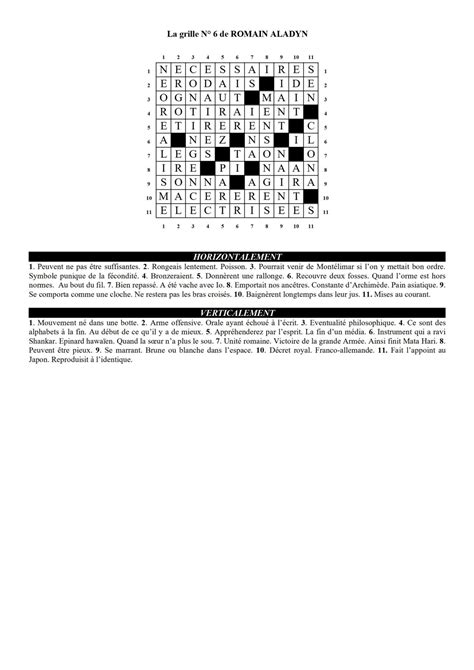 Solutions mots croisés