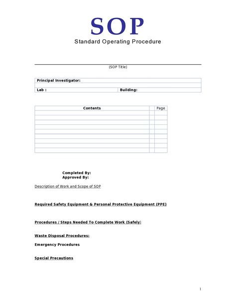 SOP Template in Word