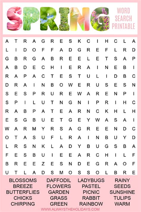 Spring-themed word search bulletin board