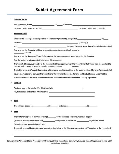 Sublease Contract Template