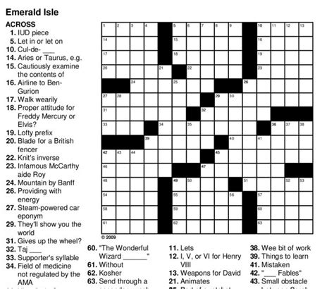 Thomas Joseph Crosswords puzzle grid