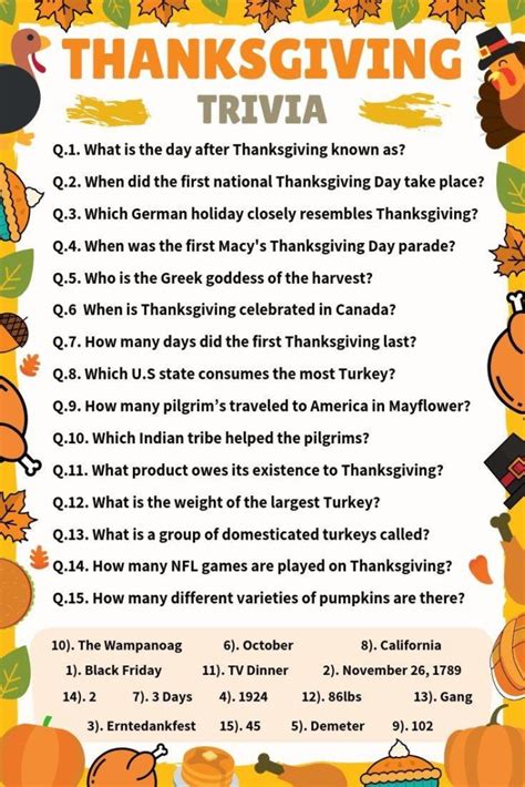 Turkey Day Trivia Crossword Puzzle