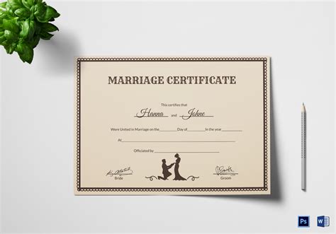 Vintage Marriage Certificate Template