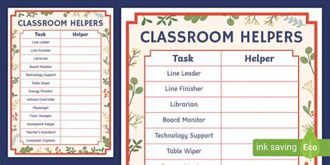 Winter Classroom Jobs