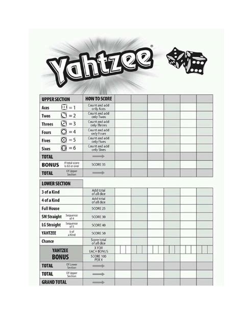 Yahtzee Score Sheets in Microsoft Excel