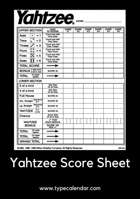 Hand-Drawn Yahtzee Score Sheets